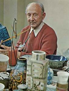 Nils Thorsson in his studio in 1972. Image from the book "The Royal Copenhagen Porcelain Manufactory 1775-1975" Published by Royal Copenhagen, English Edition 1975 - ISBN 87-980342-1-9