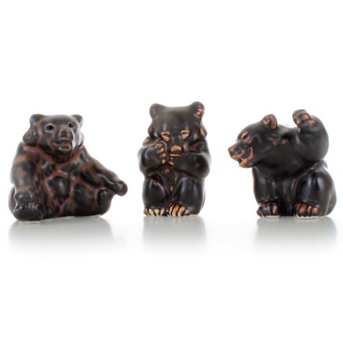 Knud Kyhn, 3 Bear Figurines, Royal Copenhagen
