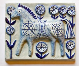 Gerd Hjort Petersen, Soholm Denmark Wall Plaque with Horse